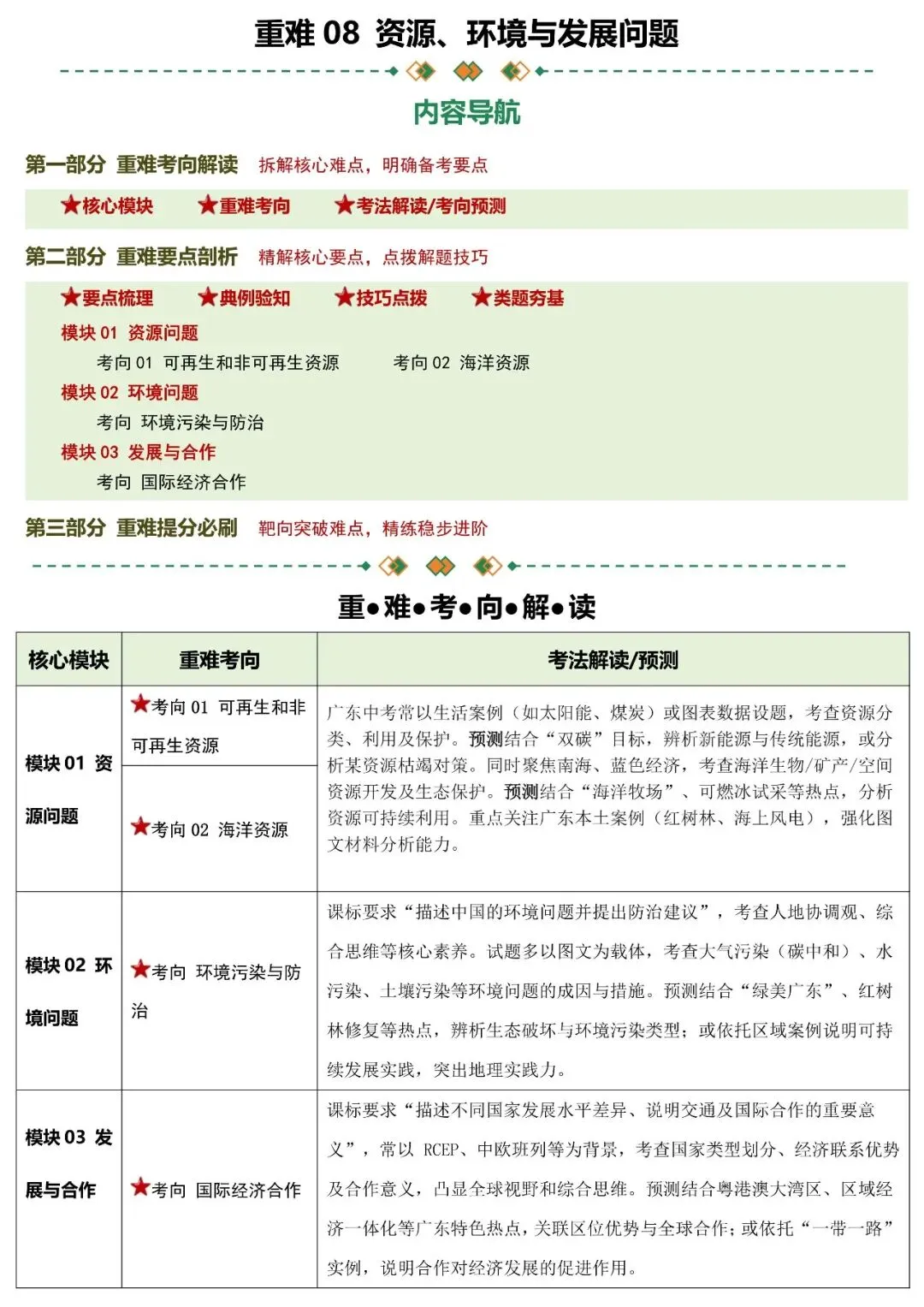 2026年中考地理二轮复习重难考向突破:资源、环境与发展问题(可下载) 第2张