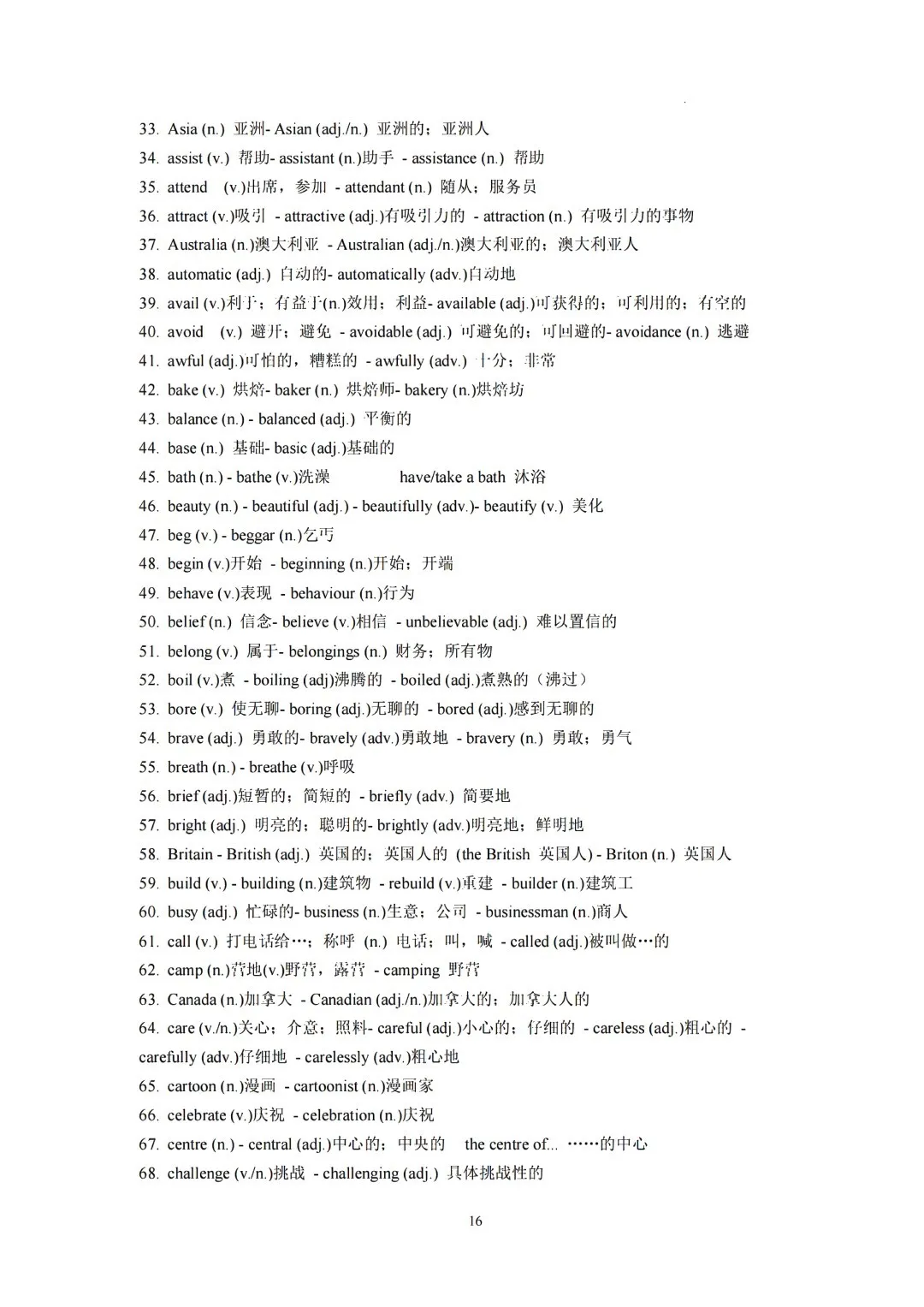 上海中考英语考纲必备<词性转换>超全练习版,含答案&背诵版 第8张