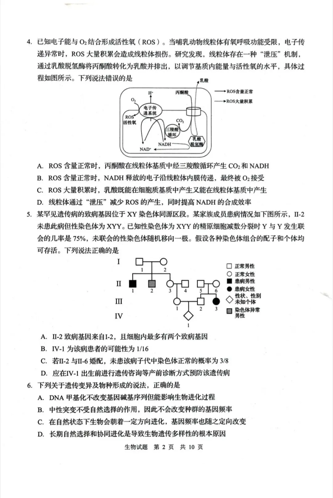 山东青岛市2026年高三二模生物学试卷和参考答案 第2张