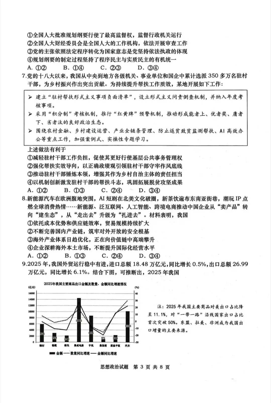 山东青岛市2026年高三二模思想政治试卷和参考答案-第3张图片-四季读书网