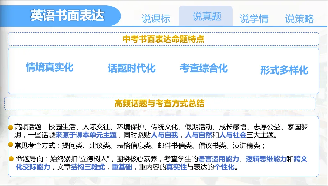 【优质课例学习】说中考书面表达及复习放备考策略 第8张