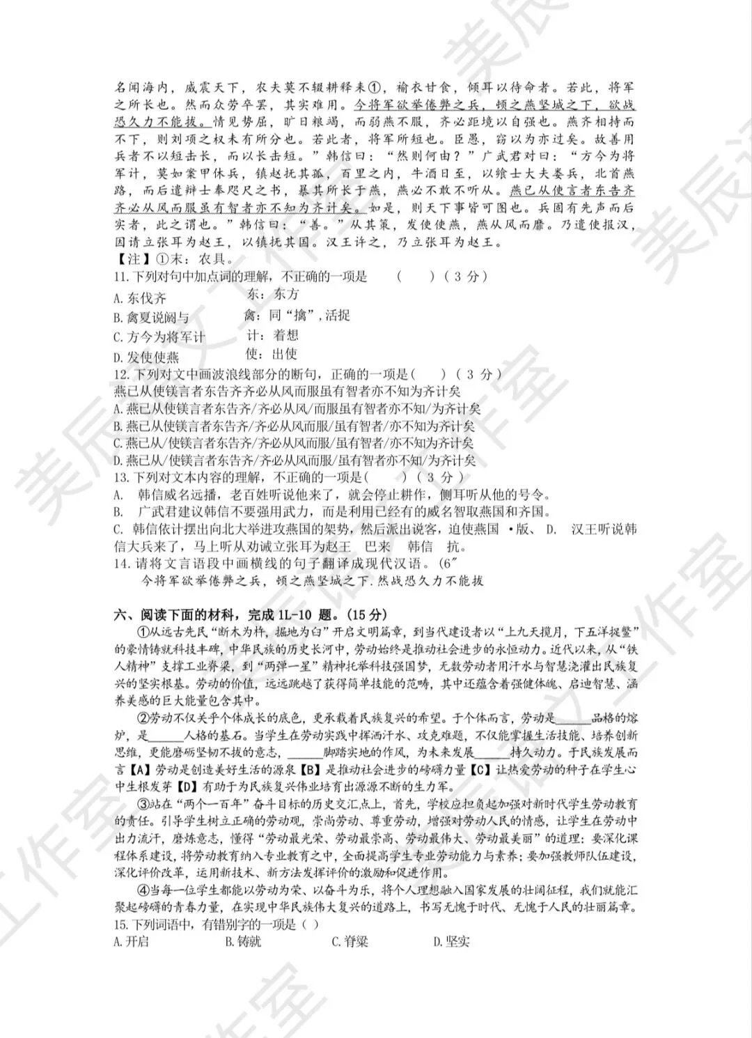 2025年东湖高新区九年级5月调考语文试卷(含答案) 第5张