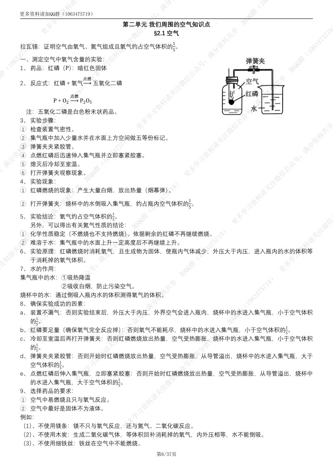 【初中化学】人教版中考化学九上册知识点汇总(pdf分享) 第7张