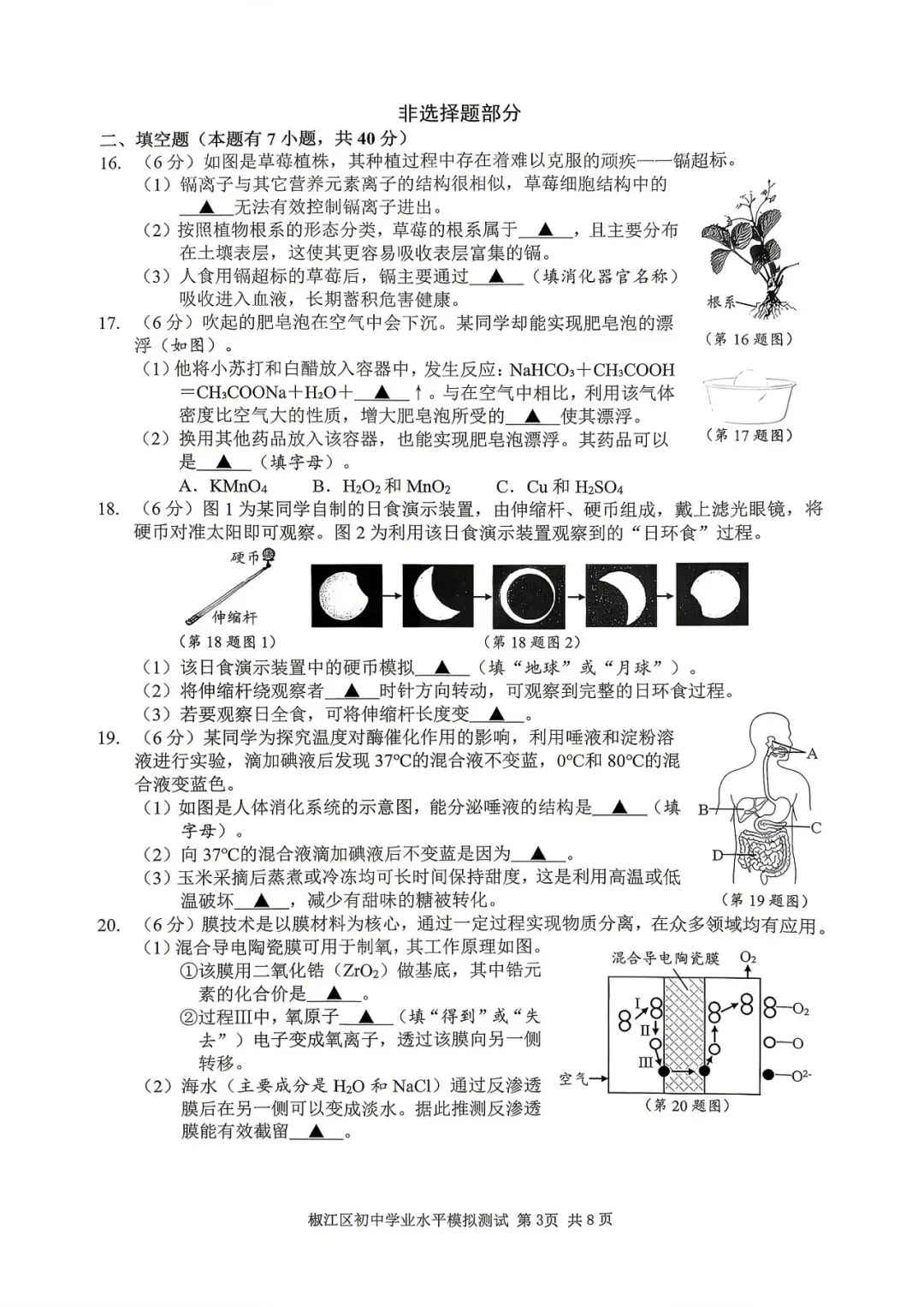【九年级】2026年5月台州市椒江二模试卷(语+数+英+科+社) 第26张