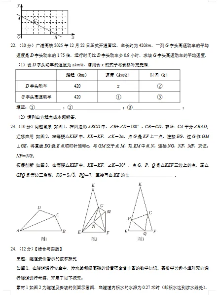 2026年中考数学测试试卷 第8张