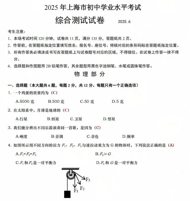 上海中考物理想拿高分?刷真题真的有用! 第3张 上海中考物理想拿高分?刷真题真的有用! 第3张
