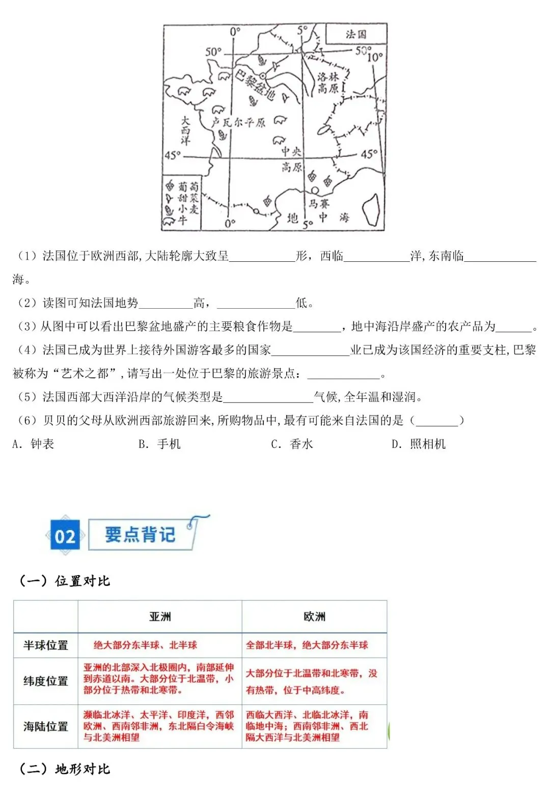 2026年中考地理填图速记:欧洲+欧洲西部+法国(可下载) 第8张