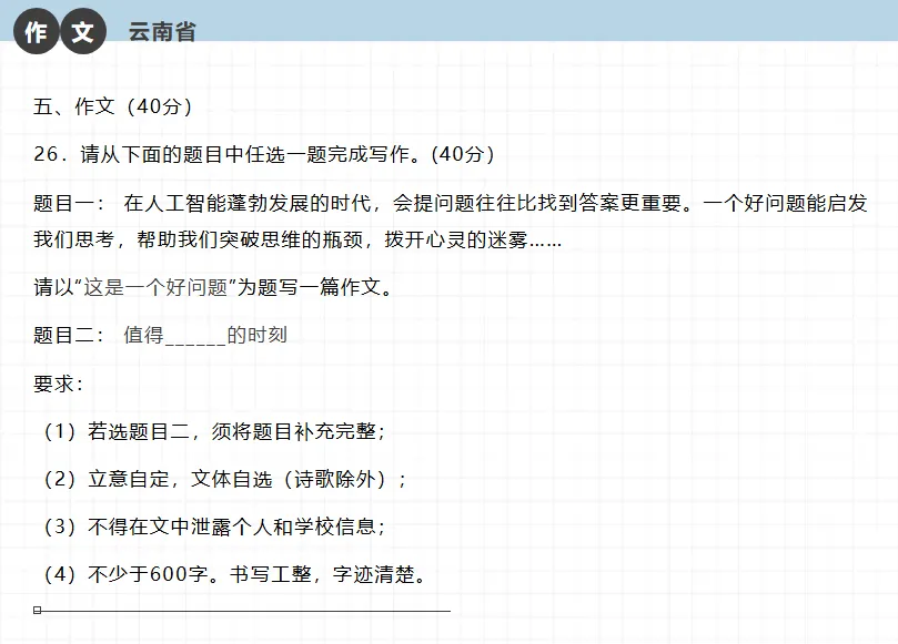 2025云南省中考作文范文 第1张