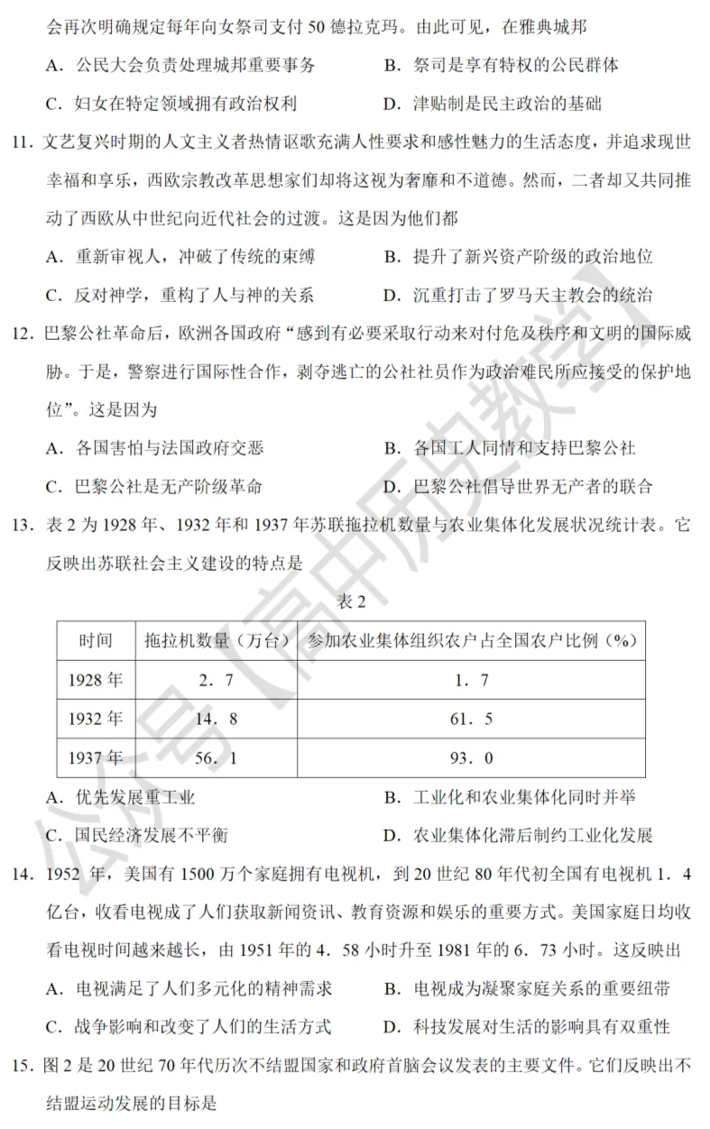 高考真题|2021年高考山东卷历史试题和答案 第5张 高考真题|2021年高考山东卷历史试题和答案 第5张