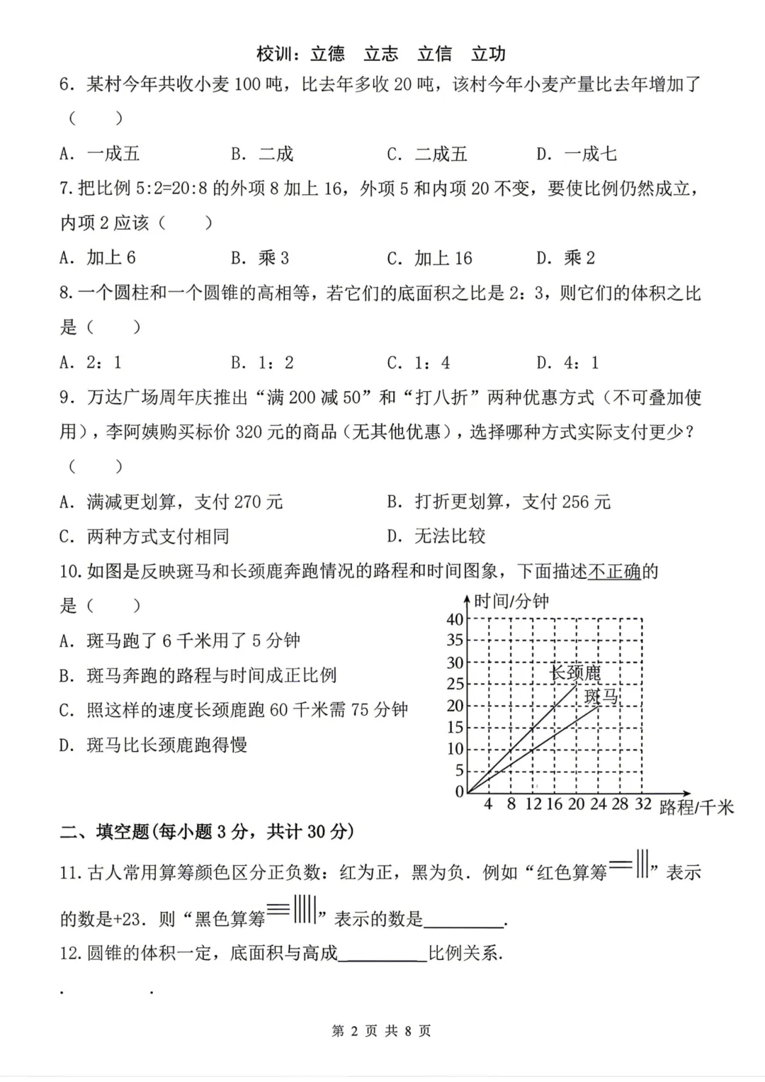 哈47中六年级下期中考试卷+答案【2025-2026】【数学】【高清电子版】 第3张 哈47中六年级下期中考试卷+答案【2025-2026】【数学】【高清电子版】 第3张