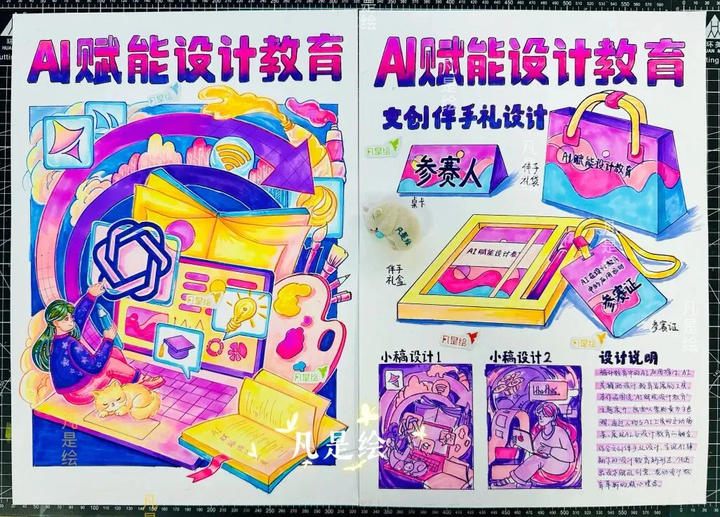 26届中南民族大学视觉传达设计考研手绘真题高分画面解析 · 凡是绘艺术设计考研 第2张