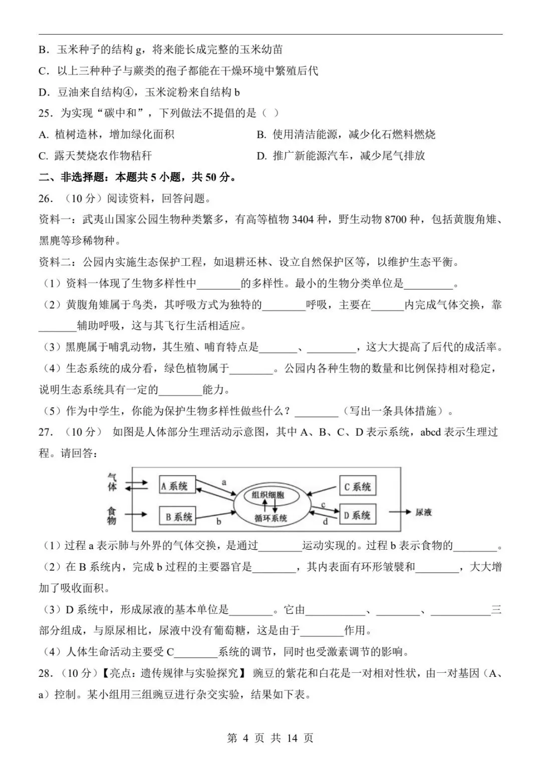2026中考生物一模卷|全国通用真题+全解全析,刷完稳提分(电子版可打印) 第12张