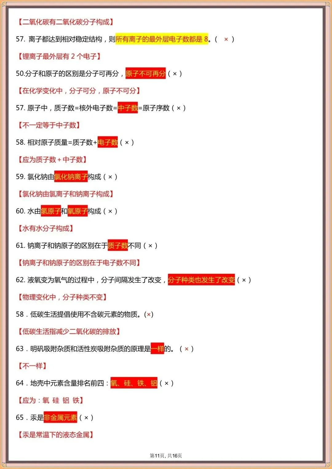 【中考化学易错点汇总】中考化学120个易混易错点汇总(可下载打印)-第9张图片-四季读书网 【中考化学易错点汇总】中考化学120个易混易错点汇总(可下载打印)-第9张图片-四季读书网