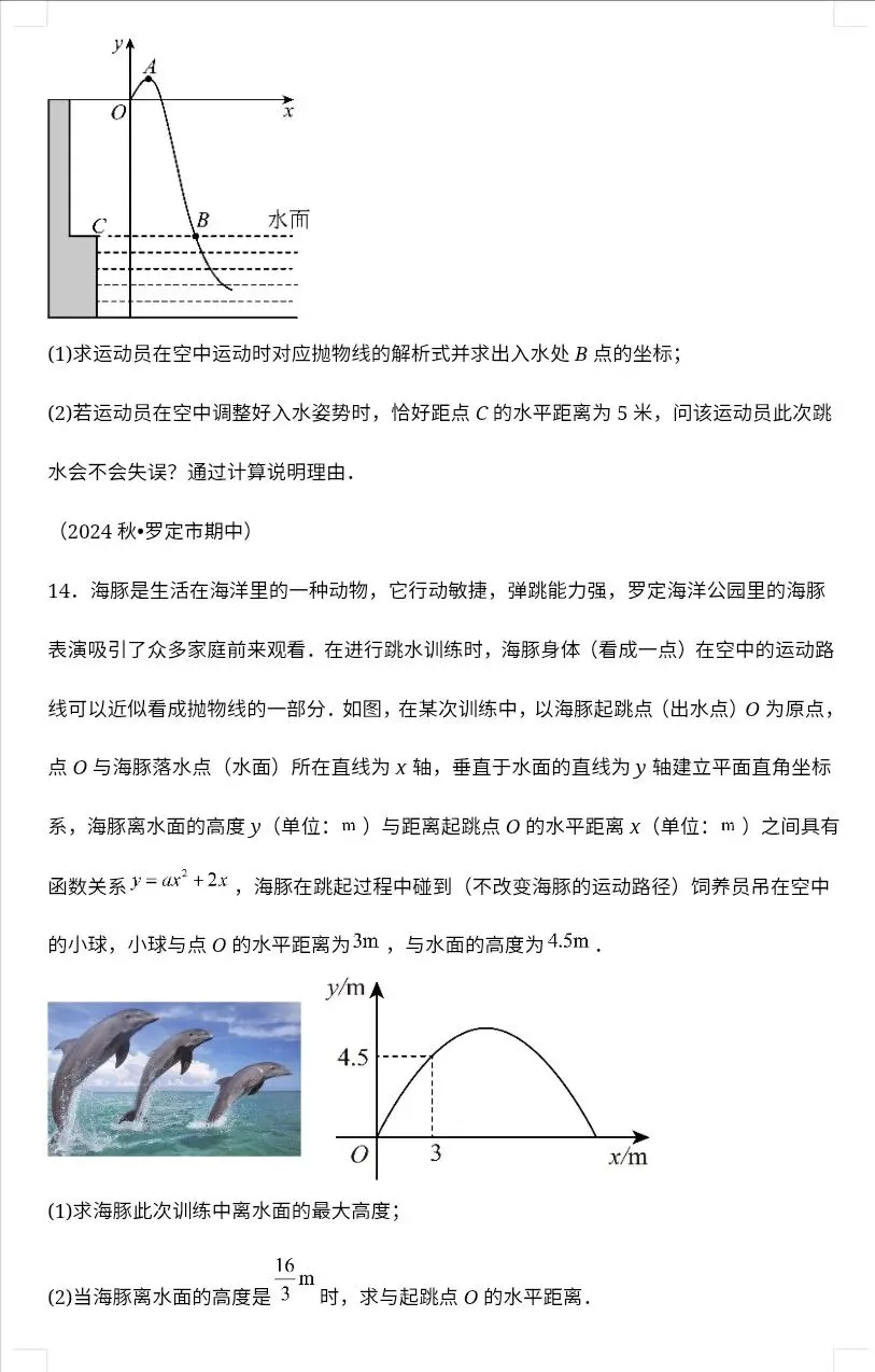 中考数学二次函数压轴题训练二十八《二次函数与实际应用之抛物线综合》 第13张