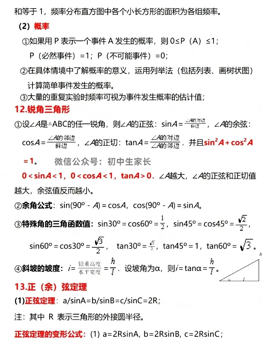 2026年中考数学必考公式梳理,赶紧替孩子保存好!(可打印) 第8张