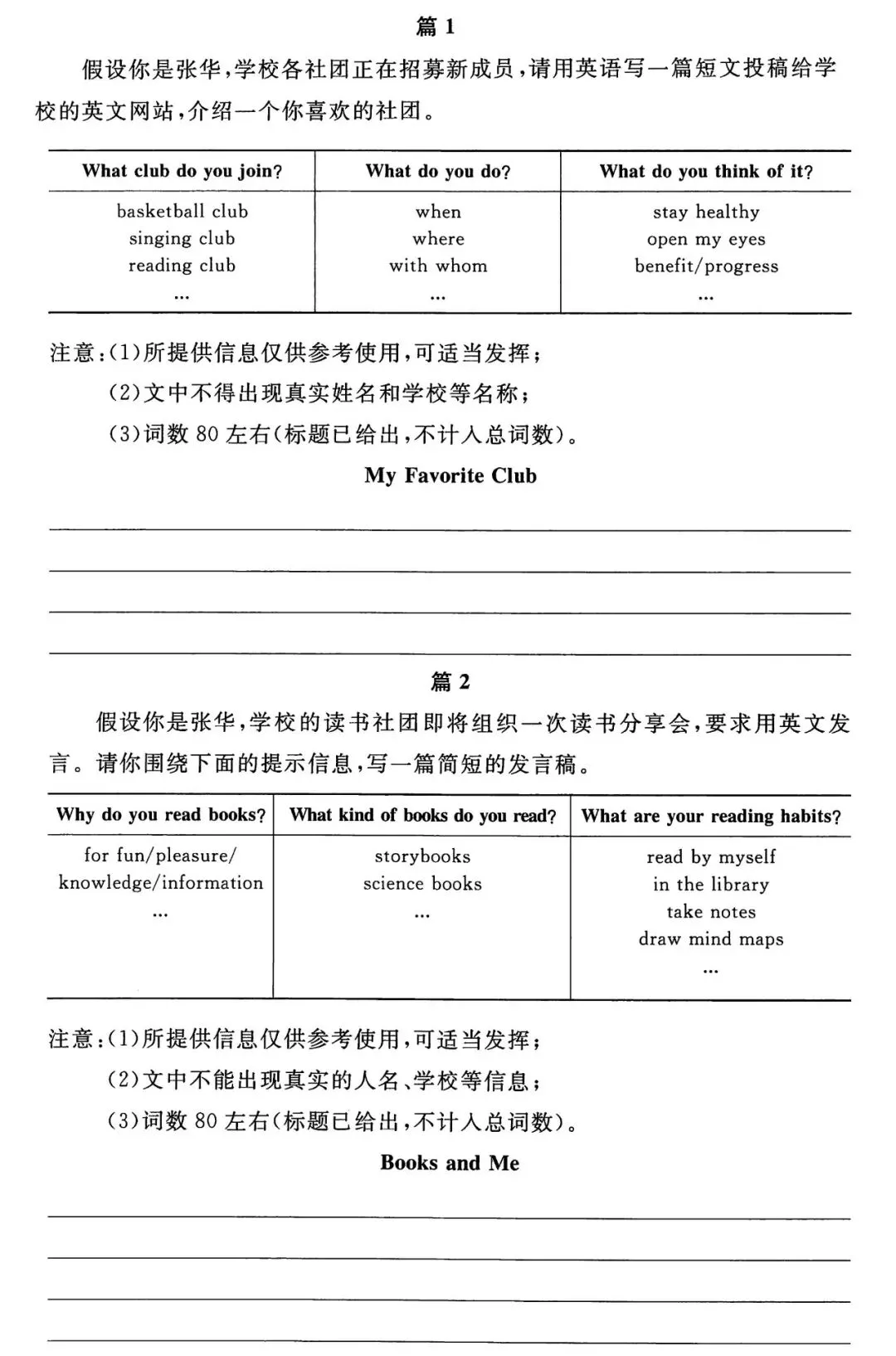 【写作备考】2026年中考英语自测练习--书面表达(附试题分析和范文) 第5张