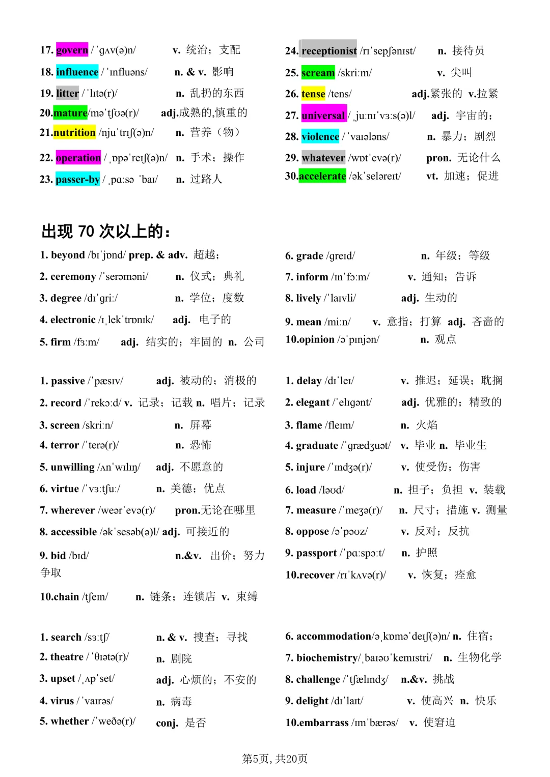 2026最新中考英语常考960个高频词(史上最全)PDF版可打印! 第7张