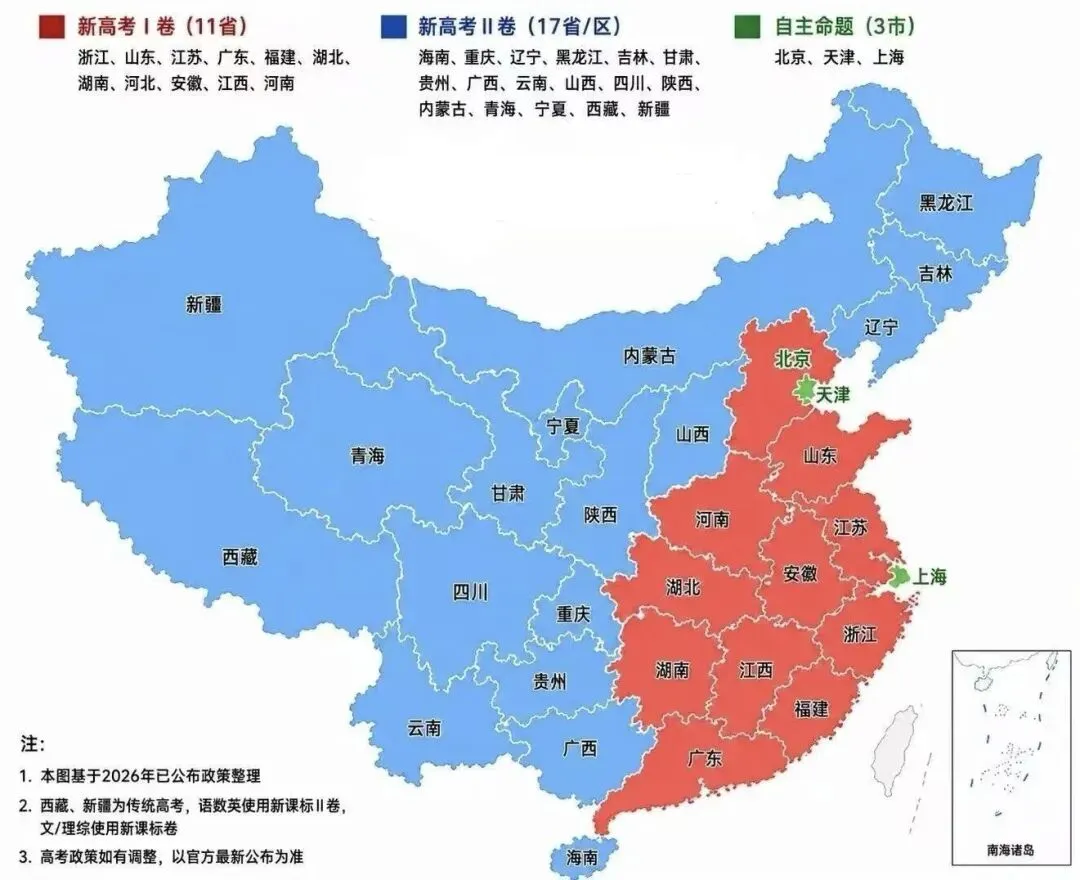 2026年高考各省试卷模式 第1张