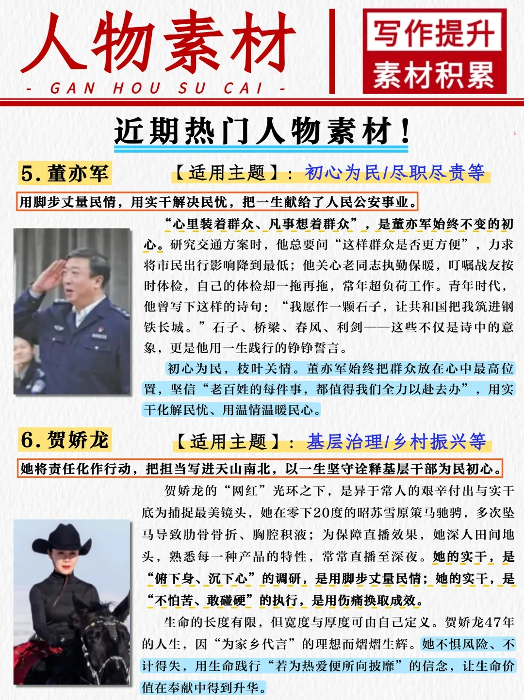 中考作文备考:语文作文素材最新2026!近期热点人物素材丨值得一背 第3张