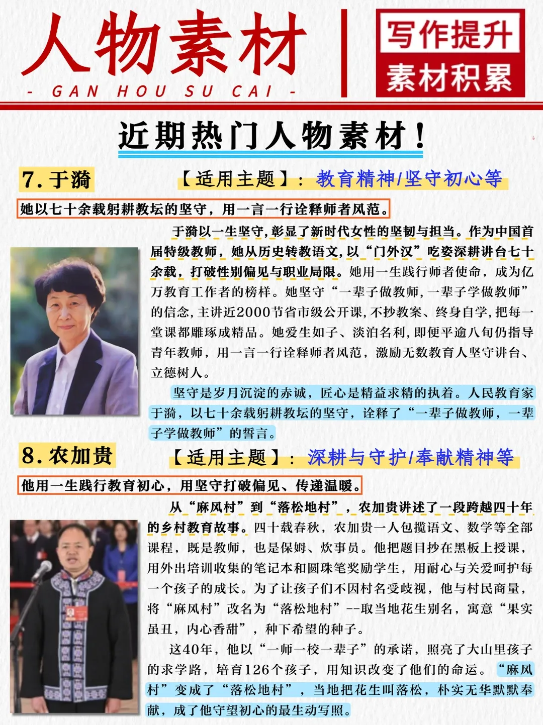 中考作文备考:语文作文素材最新2026!近期热点人物素材丨值得一背 第4张