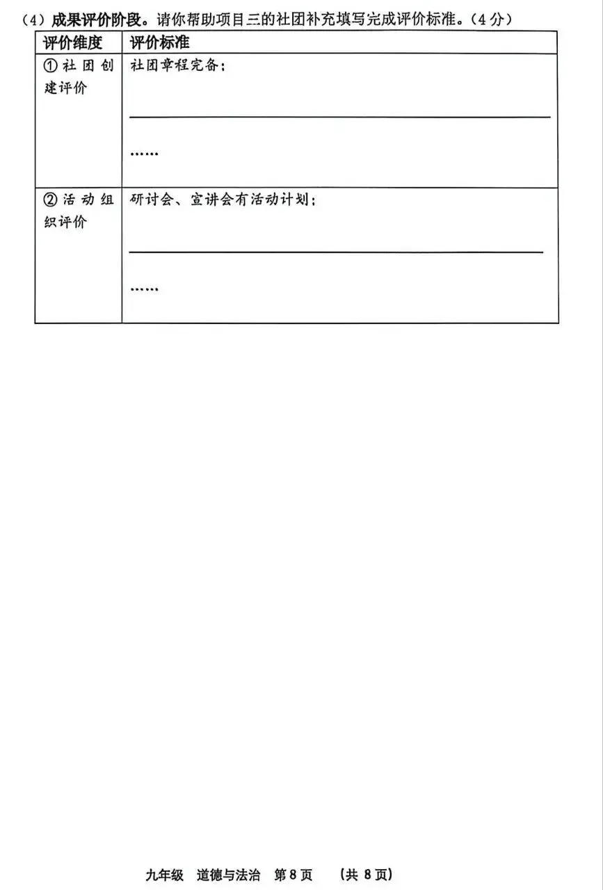 2026年中考道德与法治模拟考试(六十)试题及参考答案(河南SSY) 第8张