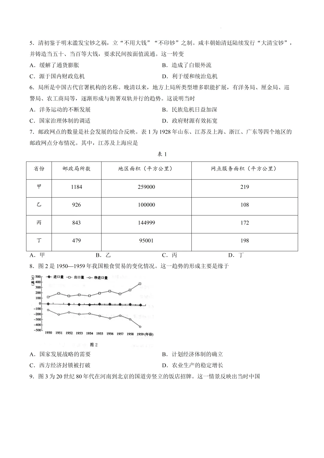 山东济南市2026届高三针对性训练历史试卷及答案(待更新) 第4张