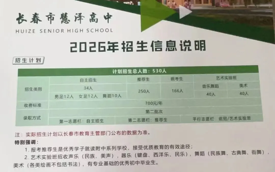 重磅!2026长春高中招生计划+中考新政全解析 第19张