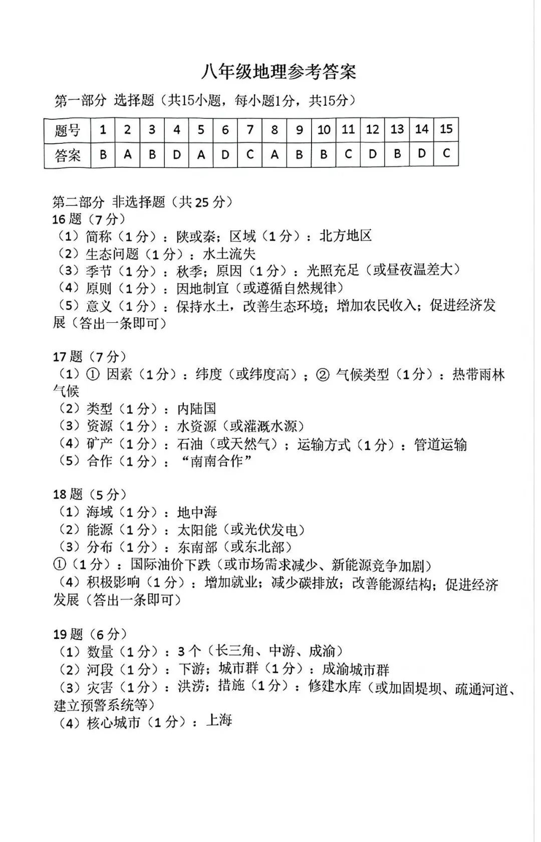 2026年鞍山中考一模【地理】含答案 第9张