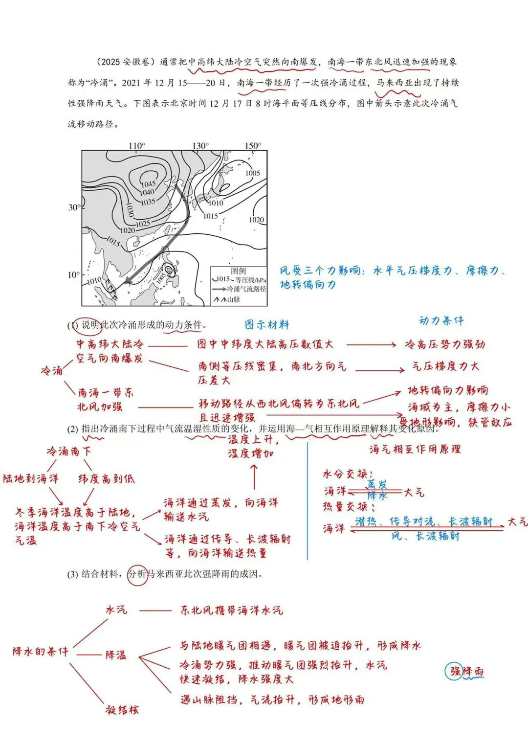 真题解析|2025安徽地理冷涌 第2张