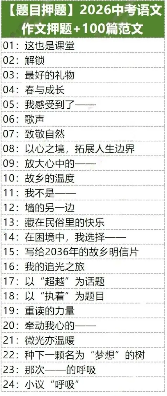 2026中考语文作文押题+押题范文+通过模板 第3张