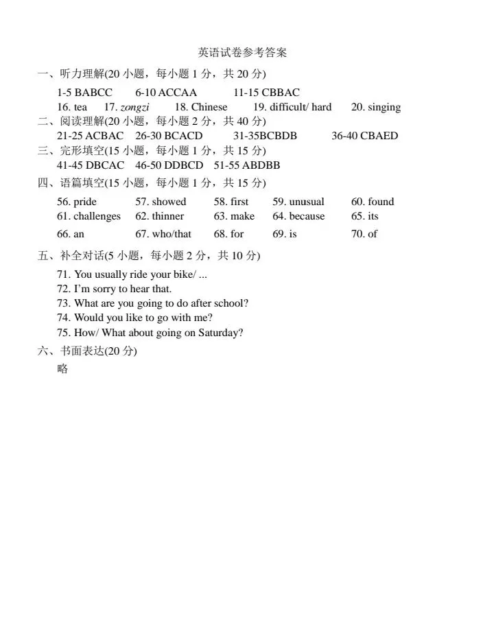 安阳县2026中考模拟英语试卷 第7张