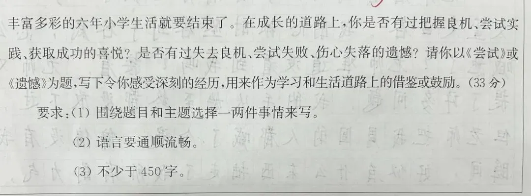 【小升初真题训练一】以《尝试》或《遗憾》为题,写一写自己的校园生活(4篇) 第1张