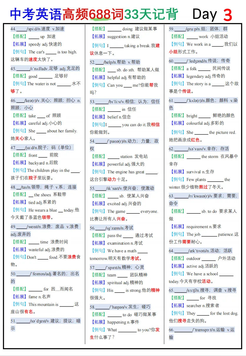 2026中考英语稳拿高分的秘密!688个高频词PDF,带背诵/默写版+真题例句 第6张