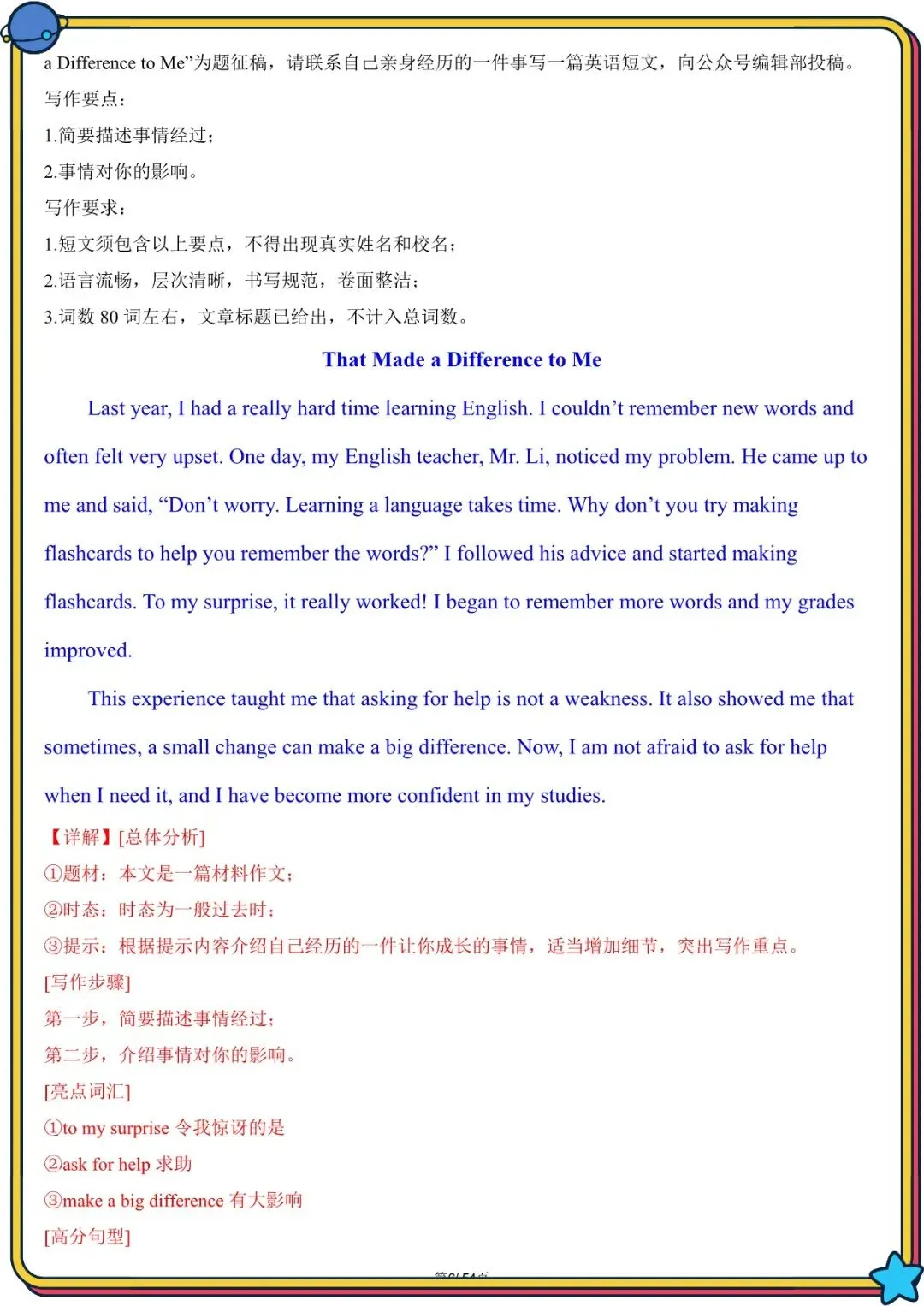 2026 春人教版中考英语写作满文必备高频单词+模板(背诵版)(电子版可打印) 第23张