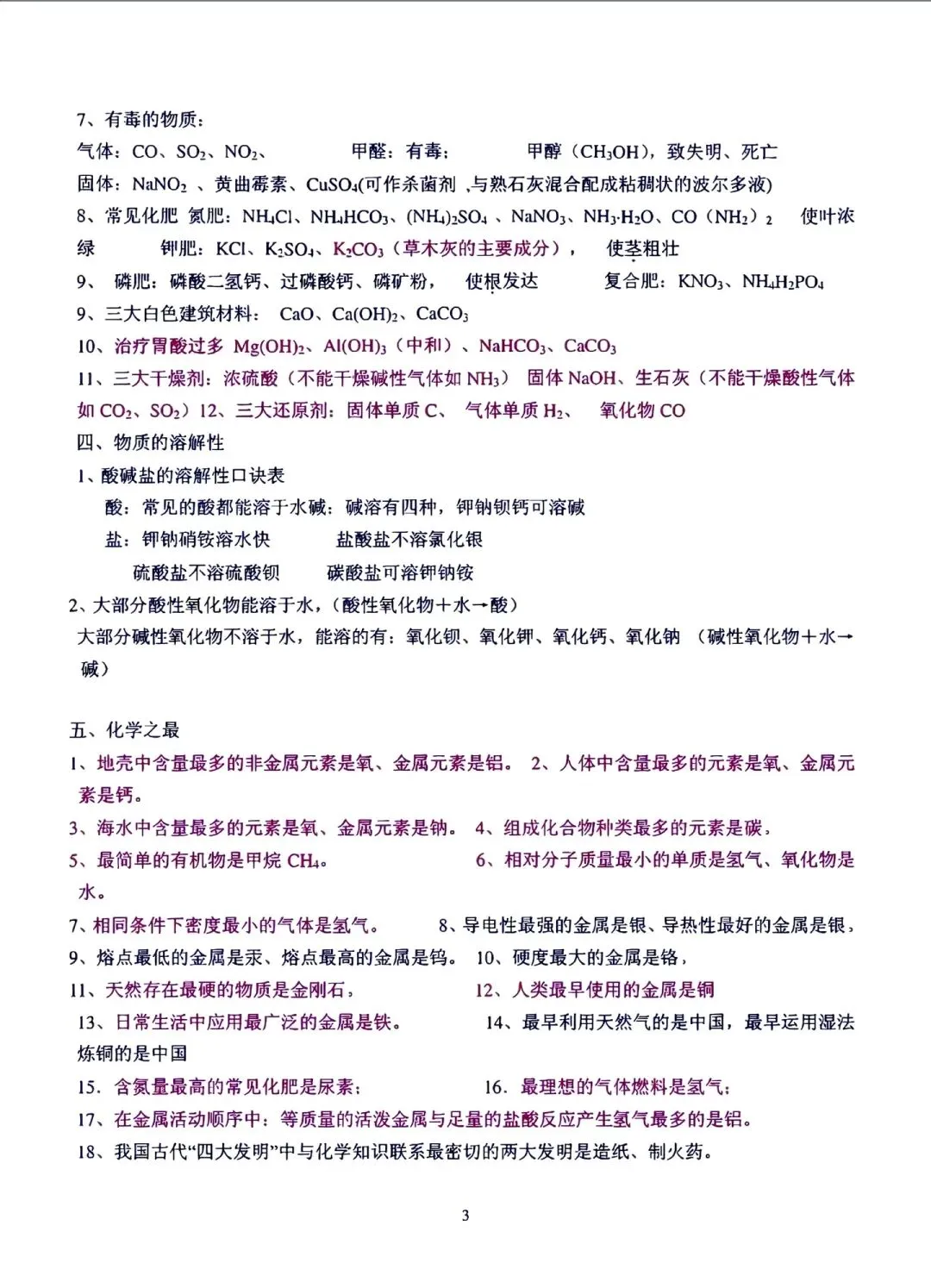 中考化学考前冲刺考点总结 第3张