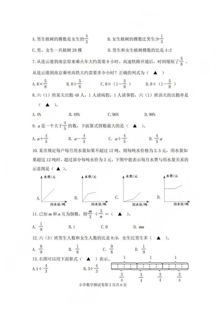 2023-2024连云港六下期末真题卷 第2张