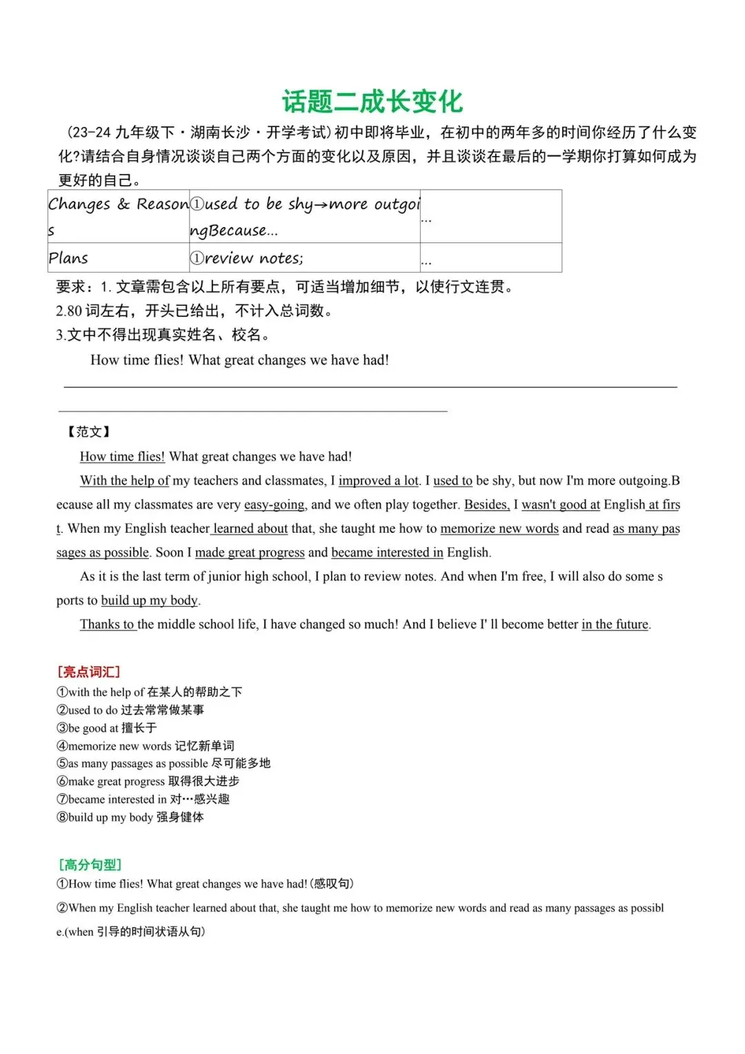 中考英语| 2026年人教版中考英语写作必背话题范文 第4张 中考英语| 2026年人教版中考英语写作必背话题范文 第4张