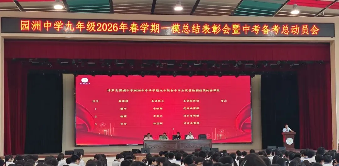 榜样引领催奋进 凝心聚力战中考|博罗县园洲中学九年级2026年春学期一模总结表彰会暨备考总动员会 第14张
