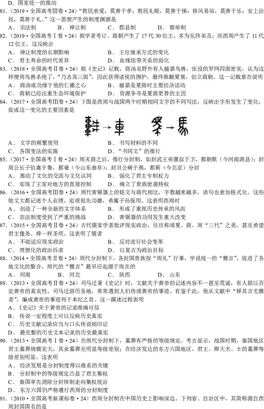 【真题汇编】1 中华文明的起源与早期国家 第10张