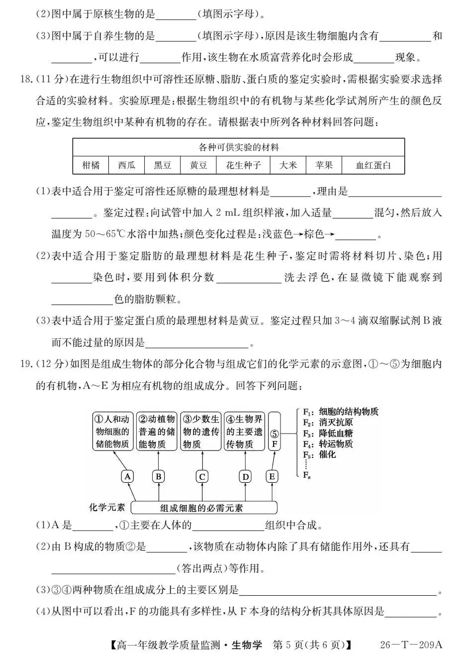 高一-生物试卷 第9张
