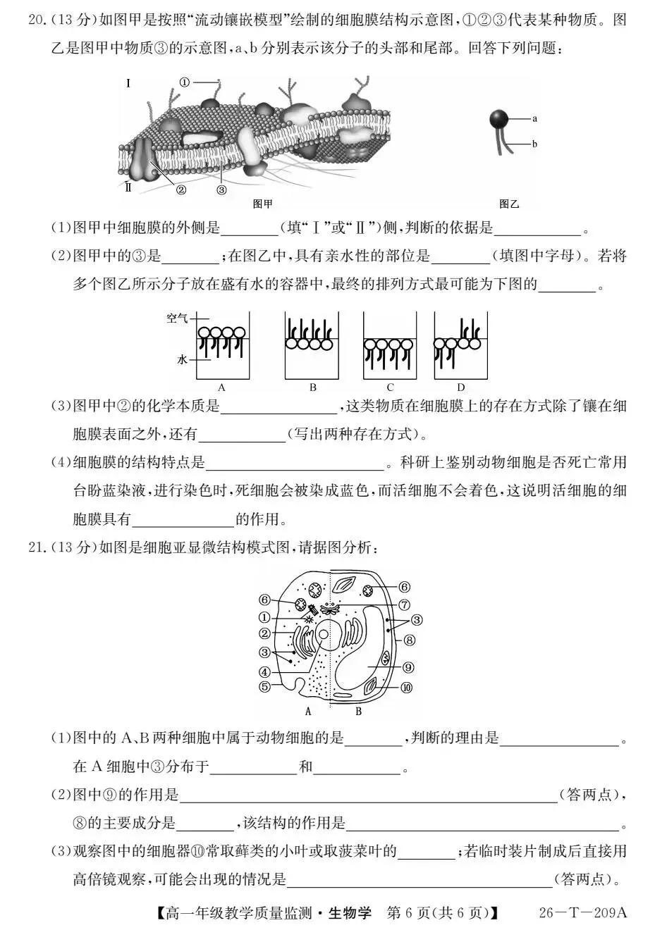 高一-生物试卷 第10张