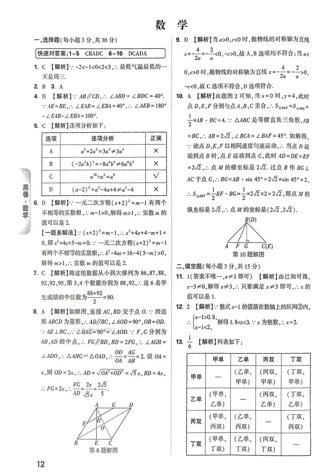 2026黑白数学试卷及答案 第14张
