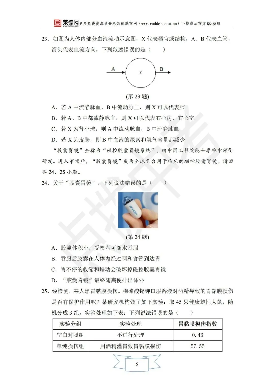 4月《点拨中考》福建专版 生物:主题五阶段卷 第6张