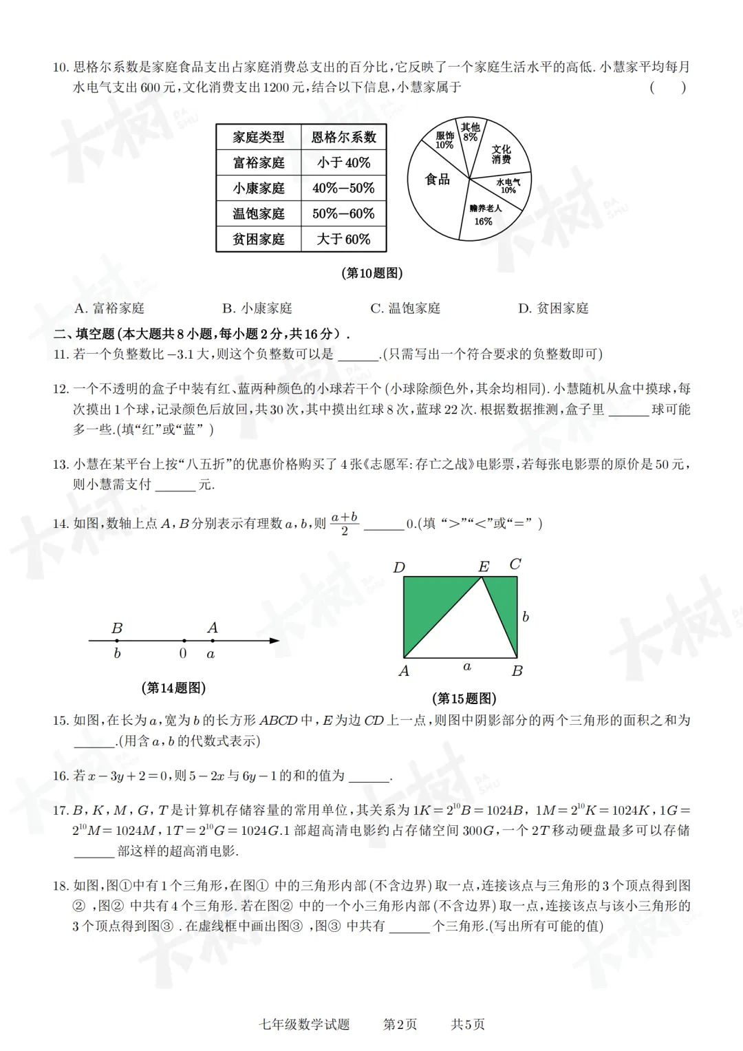 【初一数学】阳光测评试卷来啦,快来对答案! 第6张