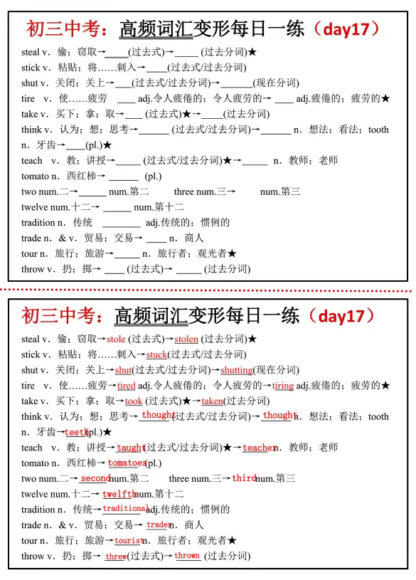 中考高频词汇每日一练 第18张