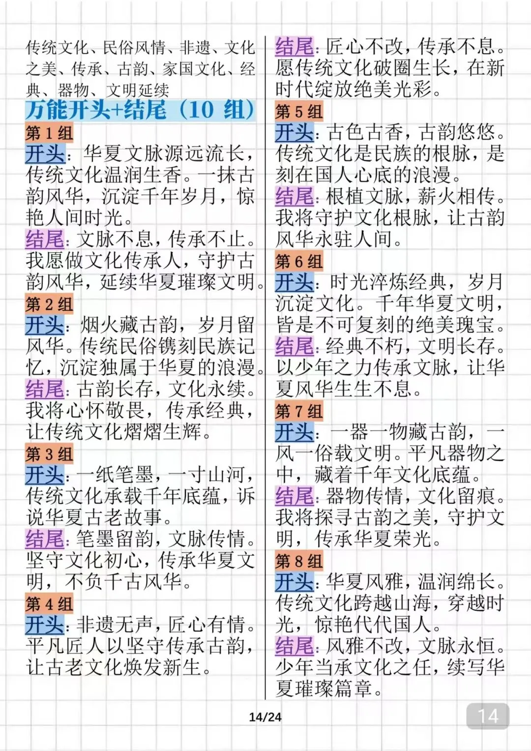 可以打印出来背诵的中考语文万能作文开头结尾,很全 第14张