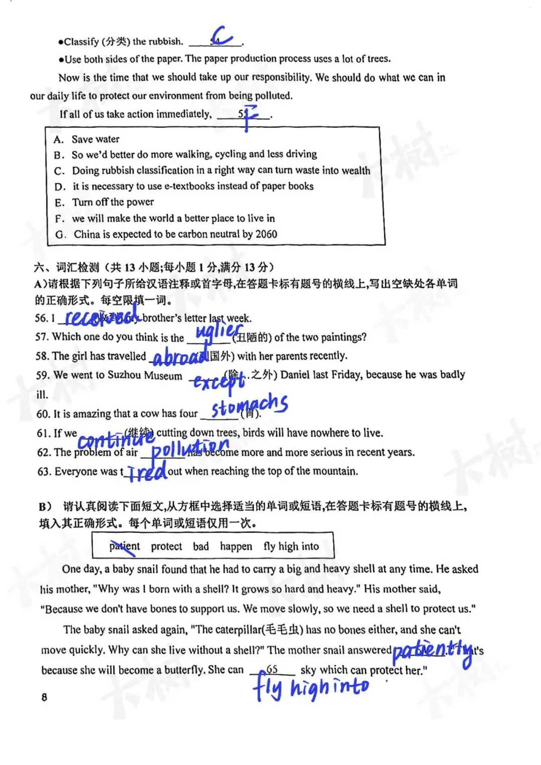 【25期中】草桥初二英语期中考试试卷答案 第13张 【25期中】草桥初二英语期中考试试卷答案 第13张