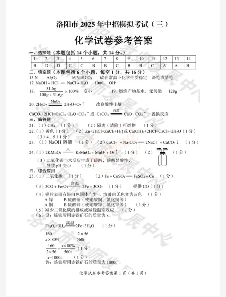 【洛阳三模】2025年洛阳市中考三模试卷及答案(7科) 第17张 【洛阳三模】2025年洛阳市中考三模试卷及答案(7科) 第17张