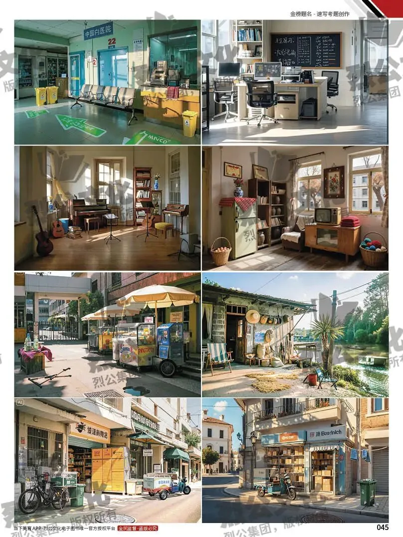 《金榜题名-速写考题创作》从考试题型出发,涵盖改革单人到多人场景、美术鉴赏二创、模板套题、一题多解、创意速写、真题与考月考 第67张