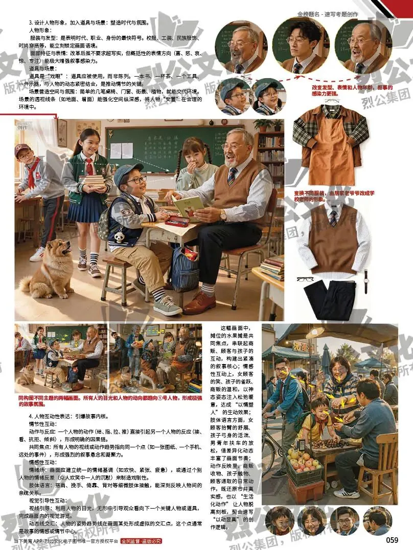 《金榜题名-速写考题创作》从考试题型出发,涵盖改革单人到多人场景、美术鉴赏二创、模板套题、一题多解、创意速写、真题与考月考 第81张